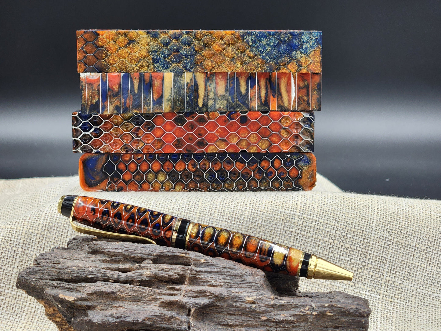 Sunset Honeycomb Pen Blank