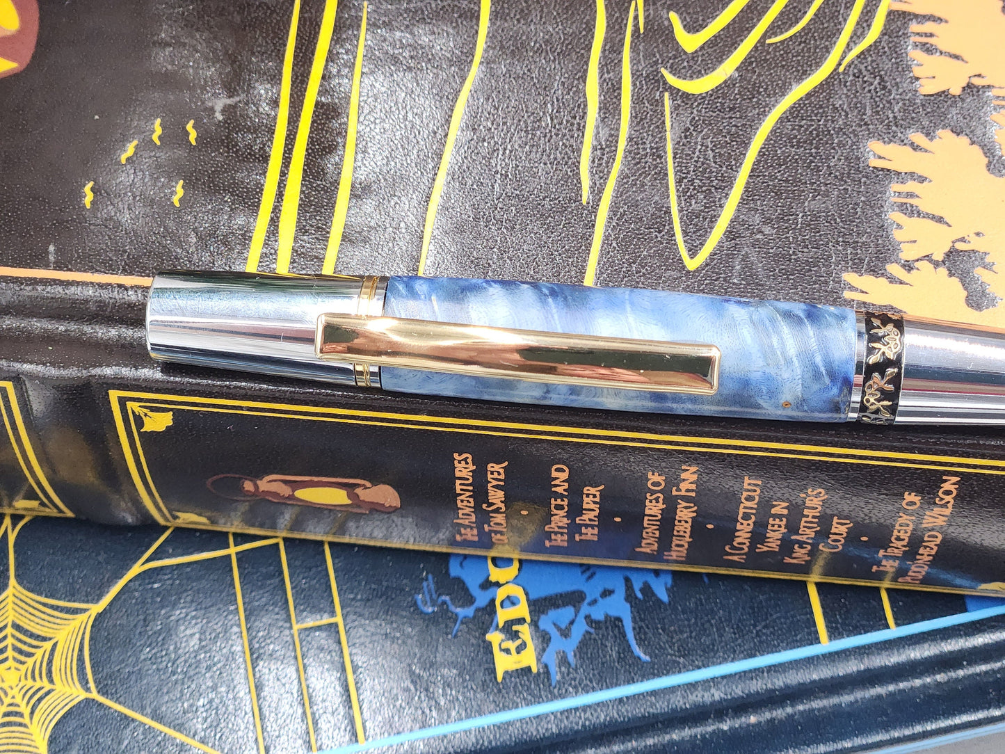 Blue Stabilized Maple Burl Aero Pen