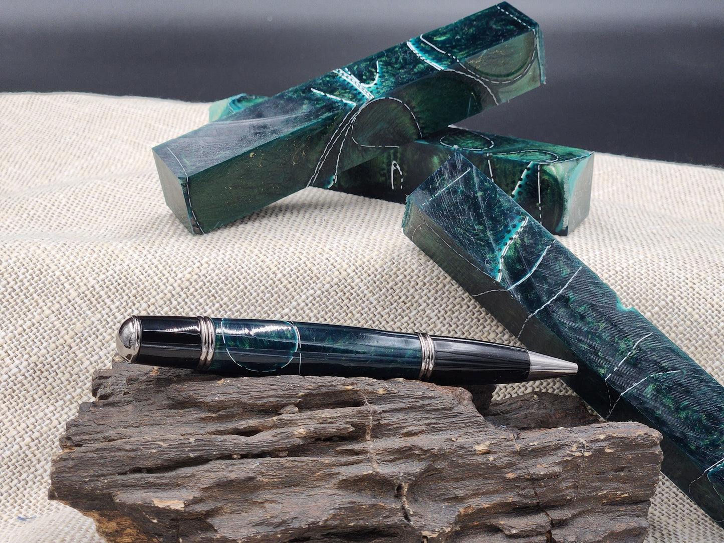 Green Snake Skin Pen Blank