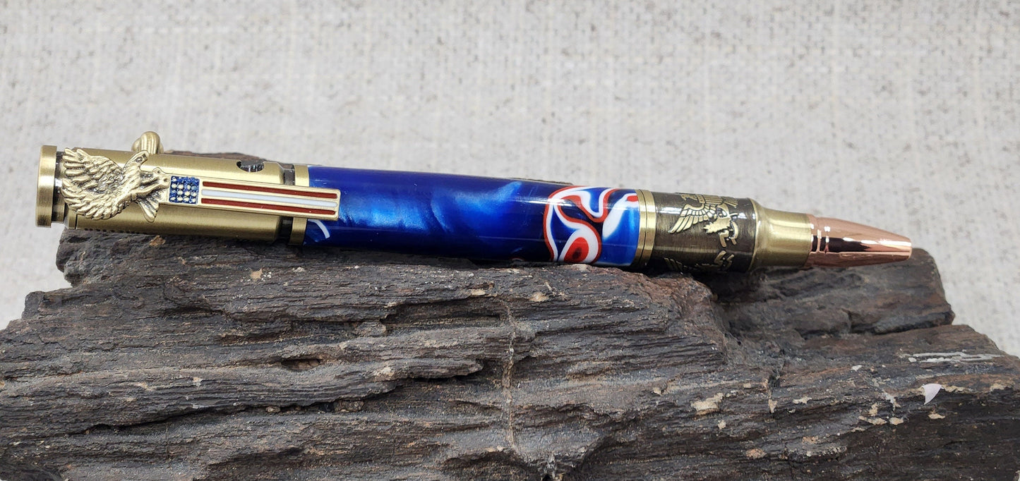 Salute The Troops Bolt Action Antique Brass Pen