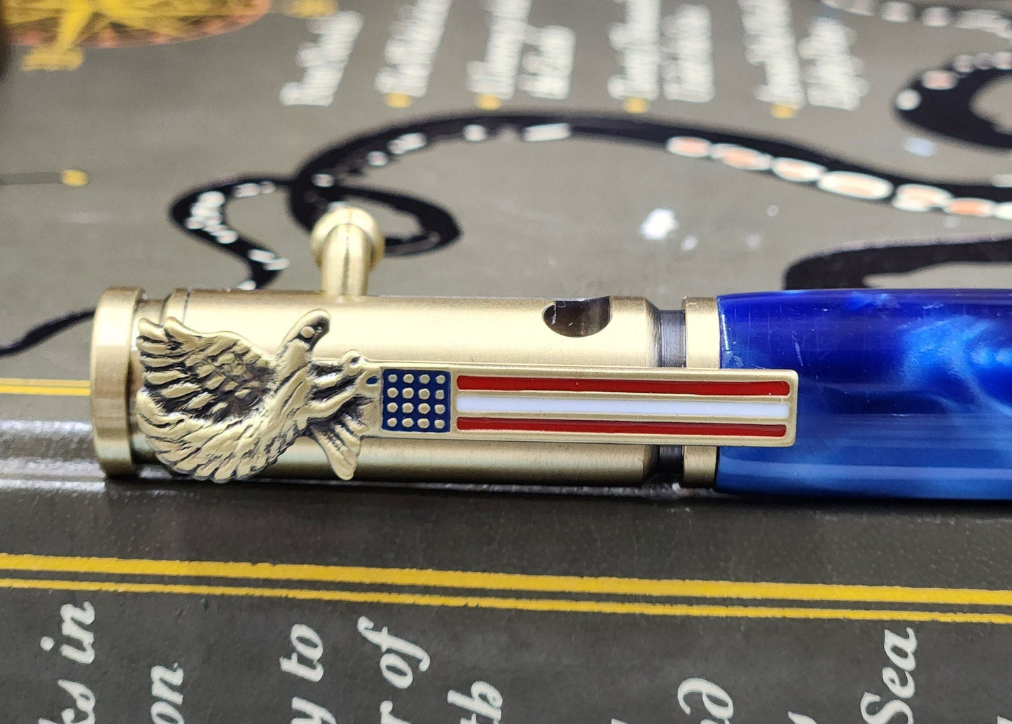 Salute The Troops Bolt Action Antique Brass Pen