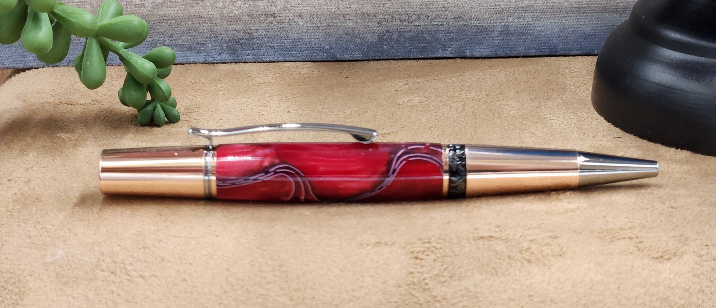 Red and Black Resin Aero Pen