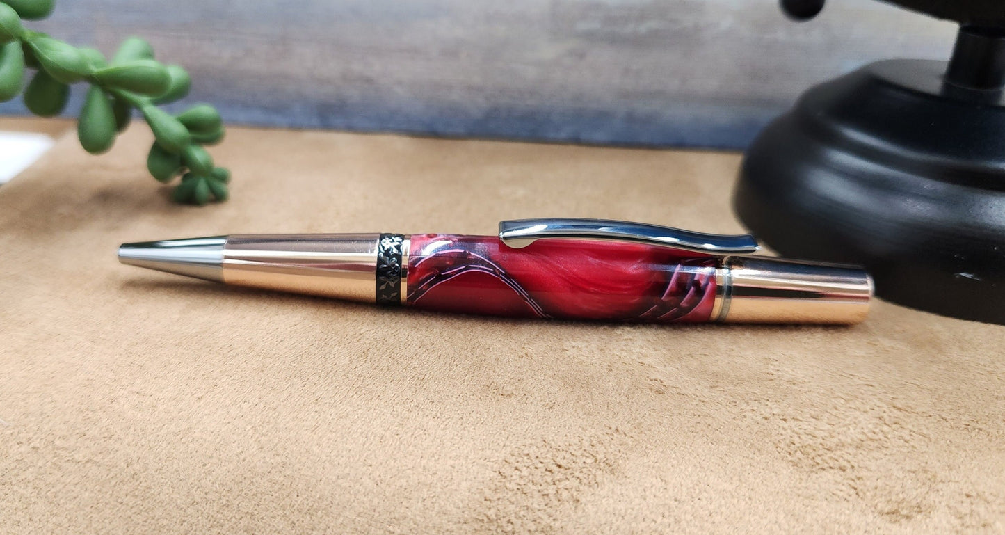 Red and Black Resin Aero Pen